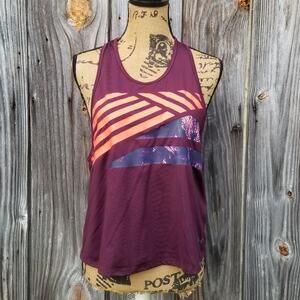 Racer Back Tank Under Armour Size M Stretch Purple Gym Yoga Fitness Graphic